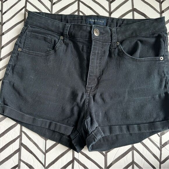 Aeropostale Size 10 High Waisted Midi Black Shorts - Picture 1 of 4